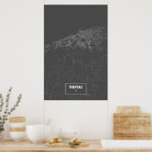 Tripoli, Libyen (weiß auf Schwarzem) Poster (Küche)