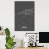Tripoli, Libyen (weiß auf Schwarzem) Poster (Heimbüro)