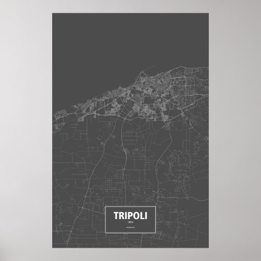 Tripoli, Libyen (weiß auf Schwarzem) Poster (Vorne)