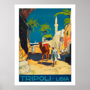 Tripolis, Libyen, Abzeichen mit Kamel, Vintag, Rei Poster