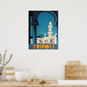 Tripolis, Libyen, Sicht auf Moschee, Vintage-Reise Poster (Küche)