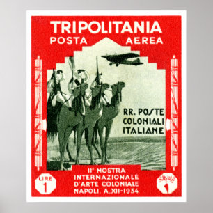 Tripolitania 1934 1 Lire Briefmarke Poster