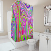Trippelgelb und rosa Abstrakte Groovy Retro Art Duschvorhang (Beispiel)