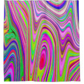 Trippelgelb und rosa Abstrakte Groovy Retro Art Duschvorhang (Vorderseite)