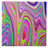Trippelgelb und rosa Abstrakte Groovy Retro Art Fliese (Vorderseite)