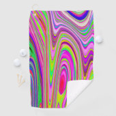 Trippelgelb und rosa Abstrakte Groovy Retro Art Golfhandtuch (Insitu)