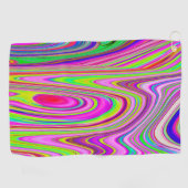 Trippelgelb und rosa Abstrakte Groovy Retro Art Golfhandtuch (Horizontal)