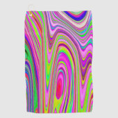 Trippelgelb und rosa Abstrakte Groovy Retro Art Golfhandtuch (Vorderseite)