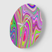 Trippelgelb und rosa Abstrakte Groovy Retro Art Große Wanduhr (Winkel)