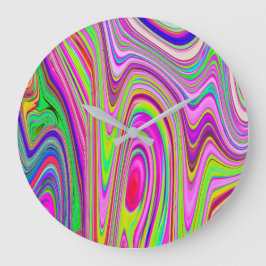 Trippelgelb und rosa Abstrakte Groovy Retro Art Große Wanduhr