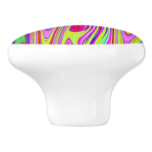 Trippelgelb und rosa Abstrakte Groovy Retro Art Keramikknauf (Seitenansicht)