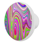 Trippelgelb und rosa Abstrakte Groovy Retro Art Keramikknauf (Rechts)