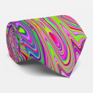 Trippelgelb und rosa Abstrakte Groovy Retro Art Krawatte