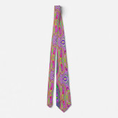 Trippelgelb und rosa Abstrakte Groovy Retro Art Krawatte (Rückseite)