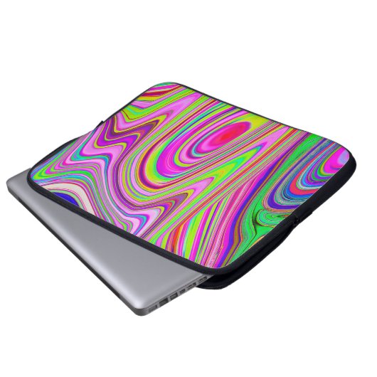 Trippelgelb und rosa Abstrakte Groovy Retro Art Laptopschutzhülle (Vorne Knopf)