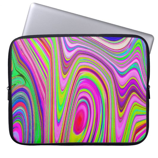 Trippelgelb und rosa Abstrakte Groovy Retro Art Laptopschutzhülle (Vorderseite)