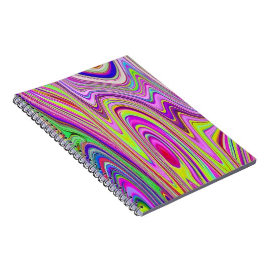 Trippelgelb und rosa Abstrakte Groovy Retro Art Notizblock (Rechte Seite)