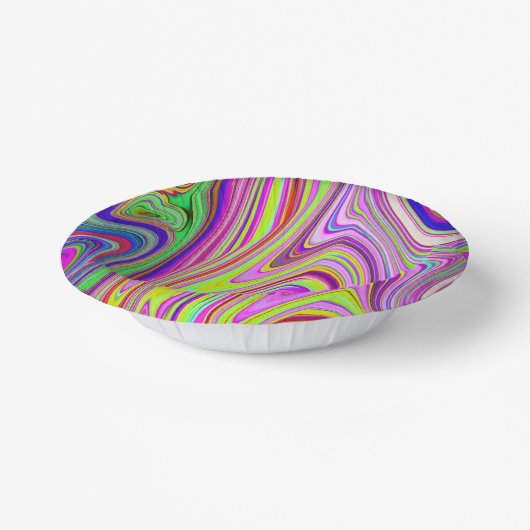 Trippelgelb und rosa Abstrakte Groovy Retro Art Pappteller (Gewinkelt)