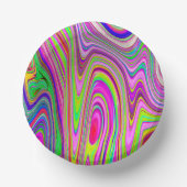 Trippelgelb und rosa Abstrakte Groovy Retro Art Pappteller (Vorderseite)