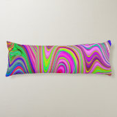 Trippelgelb und rosa Abstrakte Groovy Retro Art Seitenschläferkissen (Vorderseite)
