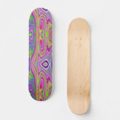 Trippelgelb und rosa Abstrakte Groovy Retro Art Skateboard (Vorderseite)