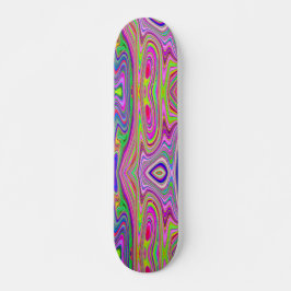 Trippelgelb und rosa Abstrakte Groovy Retro Art Skateboard