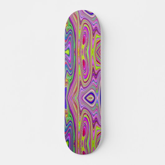 Trippelgelb und rosa Abstrakte Groovy Retro Art Skateboard (Vorne)
