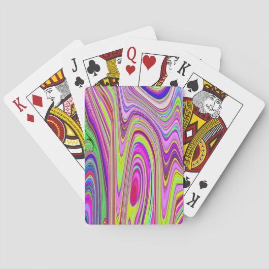 Trippelgelb und rosa Abstrakte Groovy Retro Art Spielkarten (Rückseite)