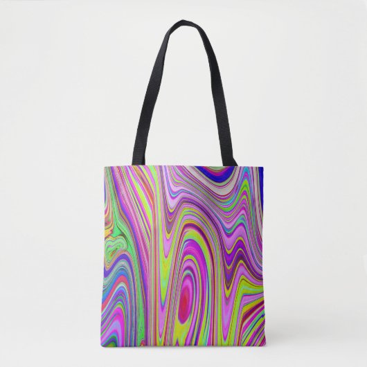 Trippelgelb und rosa Abstrakte Groovy Retro Art Tasche (Vorderseite)
