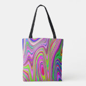 Trippelgelb und rosa Abstrakte Groovy Retro Art Tasche (Rückseite)