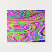 Trippelgelb und rosa Abstrakte Groovy Retro Art Wandteppich (Vorderseite (Horizontal))