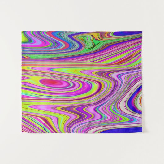 Trippelgelb und rosa Abstrakte Groovy Retro Art Wandteppich (Vorderseite (Horizontal))