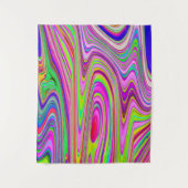 Trippelgelb und rosa Abstrakte Groovy Retro Art Wandteppich (Vorderseite)