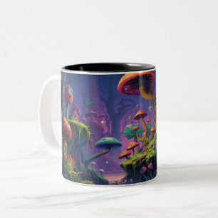 Trippelwald mit psychedelischer Kreatur Zweifarbige Tasse