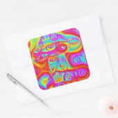 trippig farbiger psychedelischer Pilz Quadratischer Aufkleber (Umschlag)