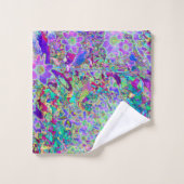 Trippige, Abstrakte Rosa- und Lilatönen Badhandtuch Set (Waschlappen)