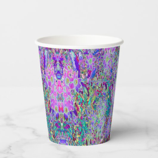 Trippige, Abstrakte Rosa- und Lilatönen Pappbecher (Rückseite)