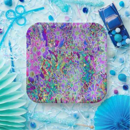 Trippige, Abstrakte Rosa- und Lilatönen Pappteller (Party)