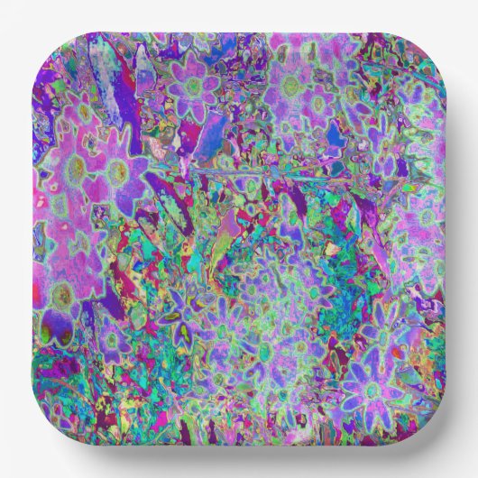 Trippige, Abstrakte Rosa- und Lilatönen Pappteller (Vorderseite)