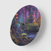 Trippiger Wald Runde Wanduhr (Winkel)