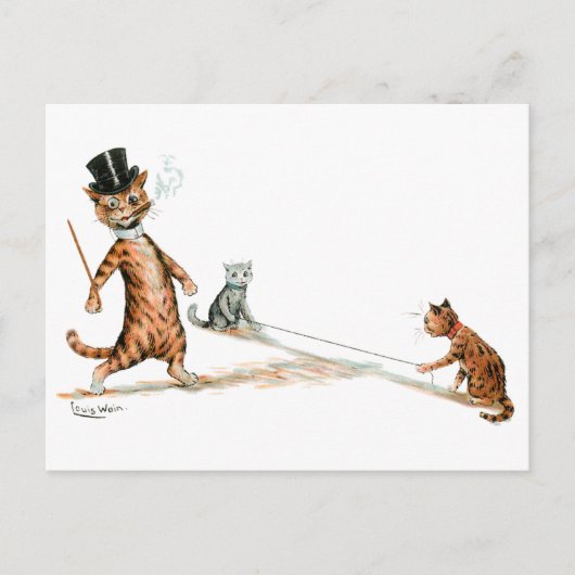 Tripping Cat Louis Wain Postkarte (Vorderseite)
