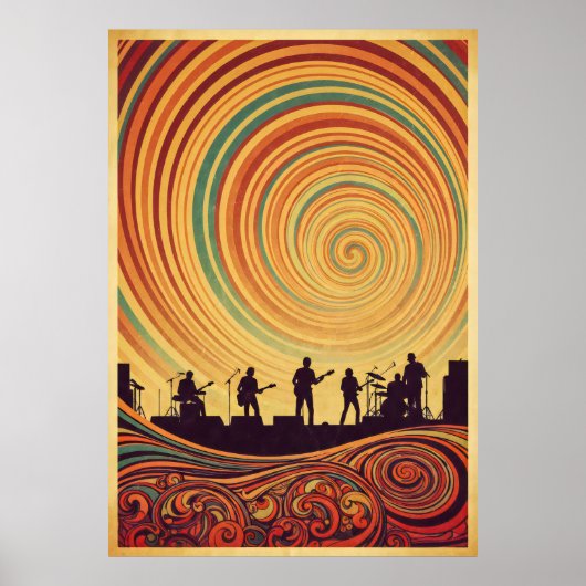 Trippy 70er Psychedelic Concert Poster Retro Artwo (Vorne)