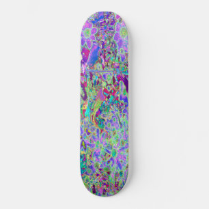 Trippy Abstract Pink and Purple Flowers Skateboard