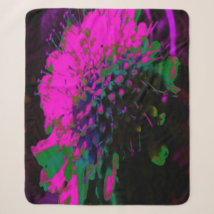 Trippy Abstract Retro Hot Pink und schwarze Blume Sherpadecke