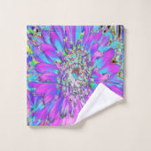 Trippy Abstrakt Aqua, Lima grün und Lila Dahlia Badhandtuch Set (Waschlappen)