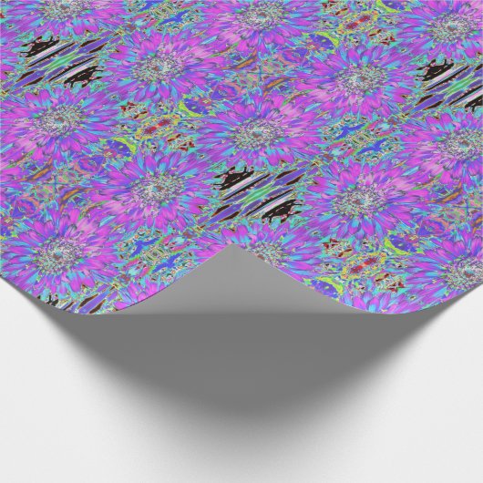 Trippy Abstrakt Aqua, Lima grün und Lila Dahlia Geschenkpapier (Ecke)