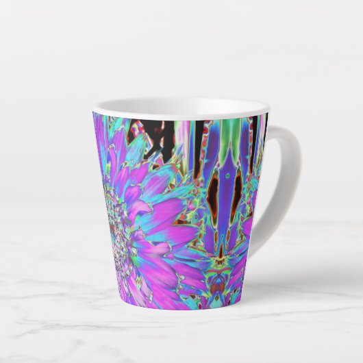 Trippy Abstrakt Aqua, Lima grün und Lila Dahlia Milchtasse (Rechte Ecke)