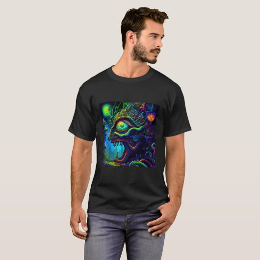 Trippy Abstrakt Lizard Psychedelic T-Shirt (Vorne ganz)