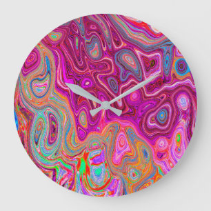 Trippy Abstrakt Magenta Rainbow Colors Retro Art Große Wanduhr