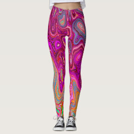 Trippy Abstrakt Magenta Rainbow Colors Retro Art Leggings